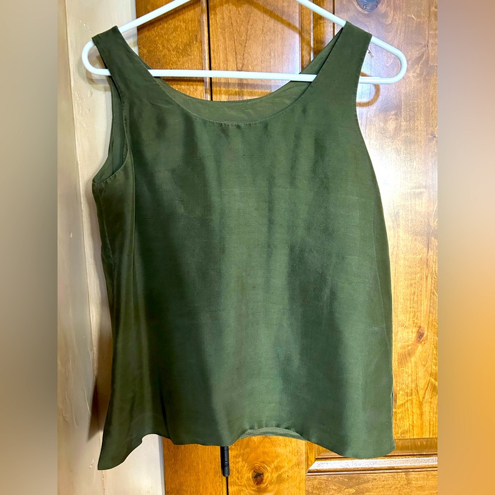 Doncaster Olive Green 100% Silk Top